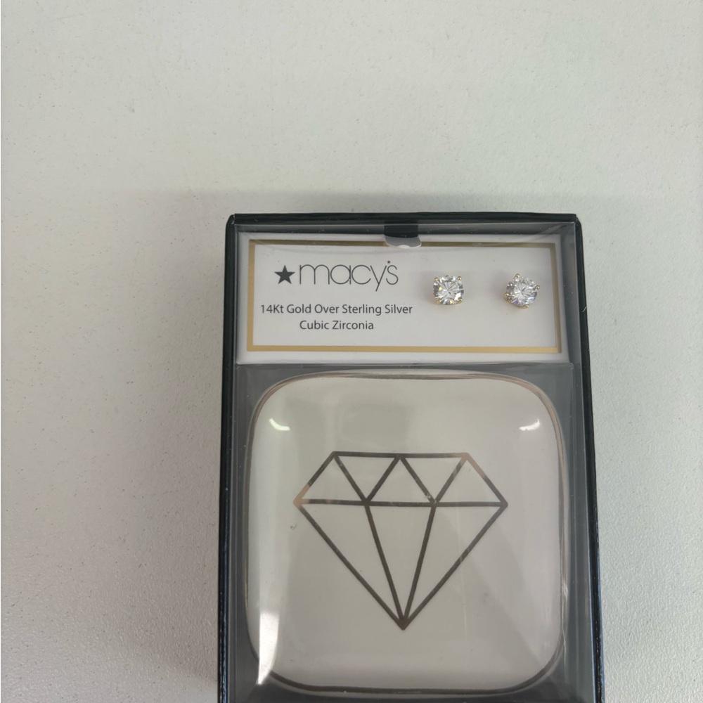 Macy's 14kt Gold Over Sterling Silver Cubic Zirconia Earrings